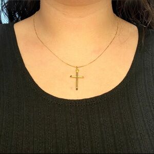 10K Yellow Gold (18mm) Plain Hollow Cross Pendant Only